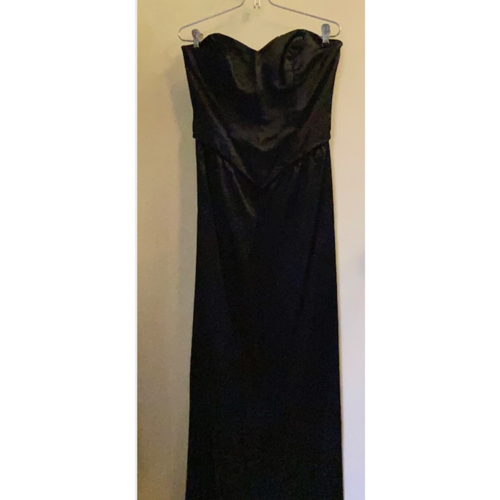 Black strapless evening gown